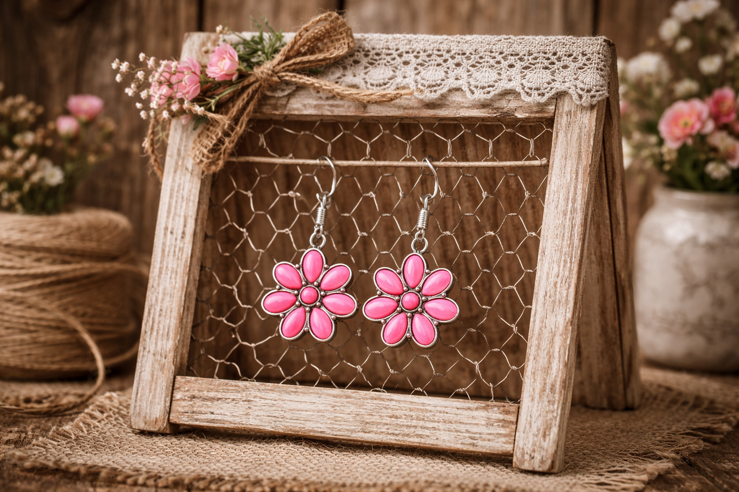 Pink Bloom Drop Earrings