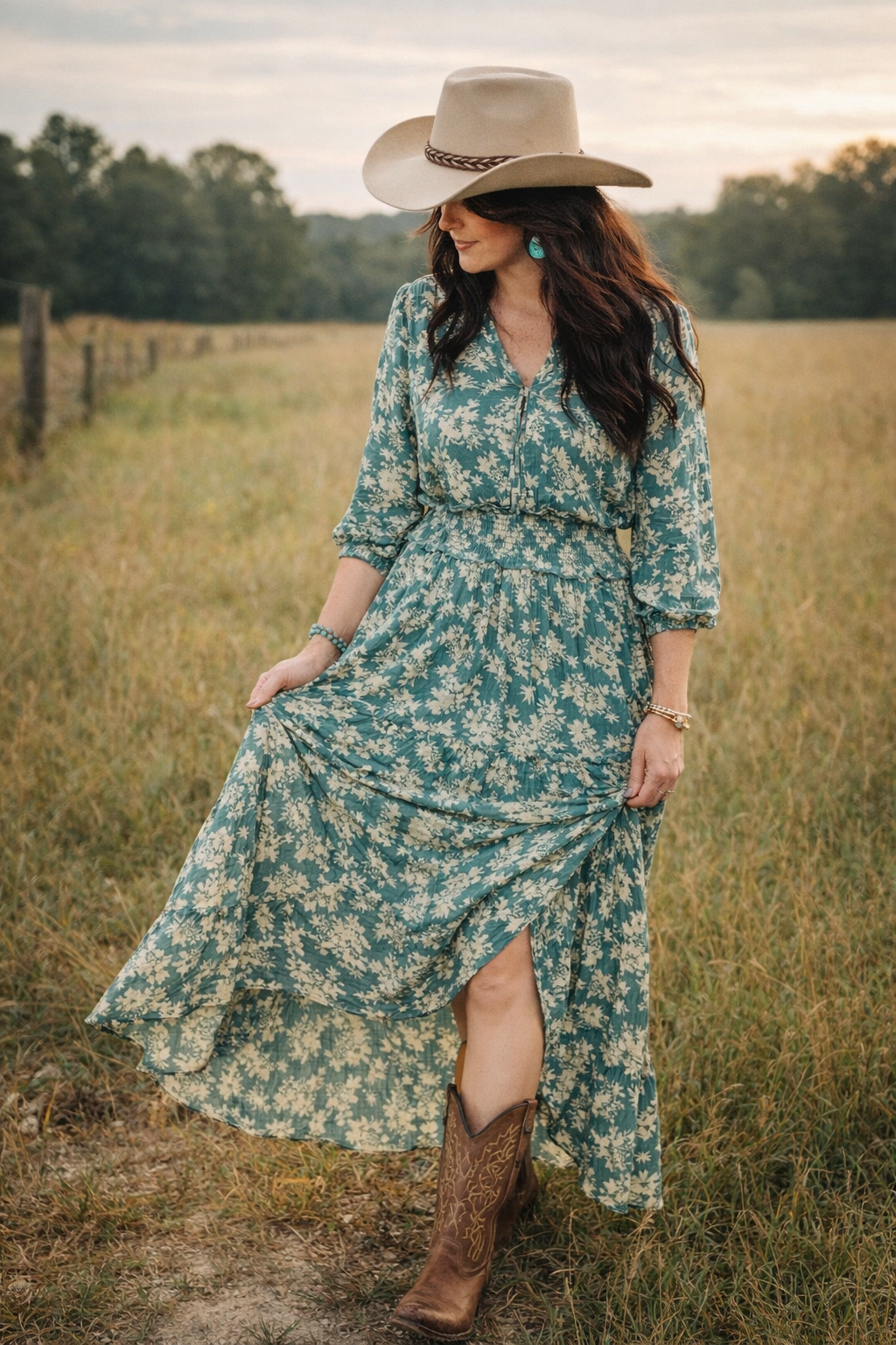 Country Breeze Floral Maxi Dress