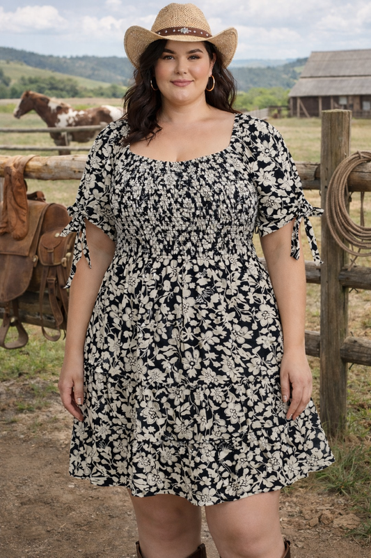 Black & IvoryFlower Dress- Size 2x