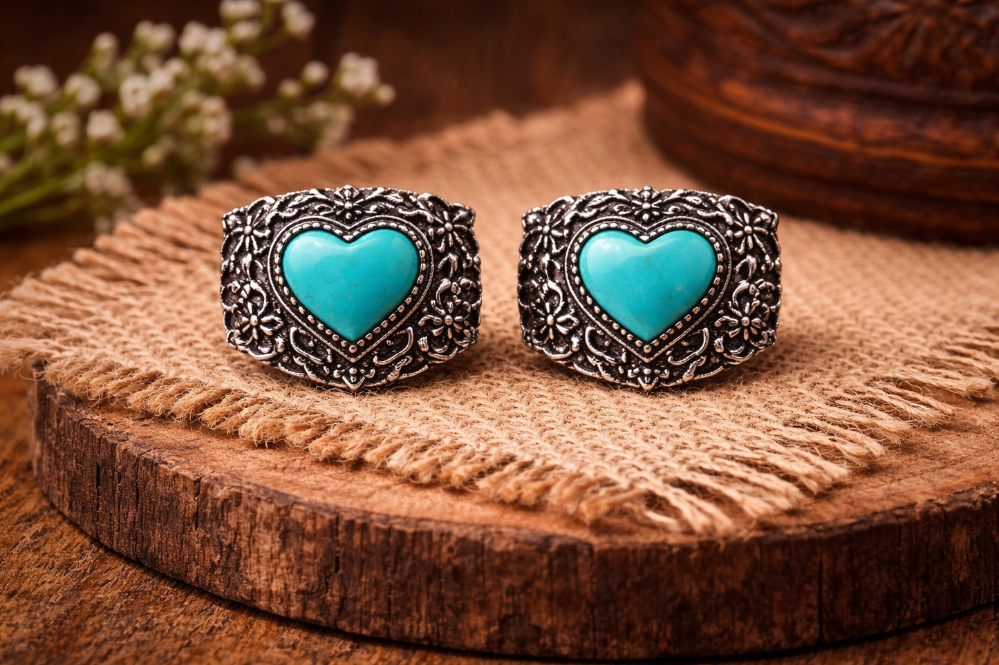 Turquoise Heart Ring Size 8