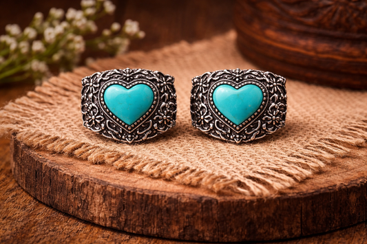 Turquoise Heart Ring Size 8
