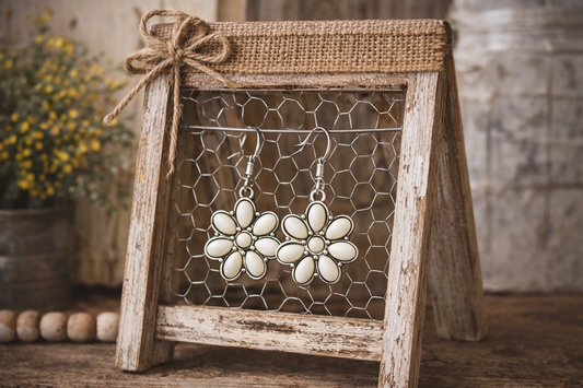 Cream Bloom Drop Earrings