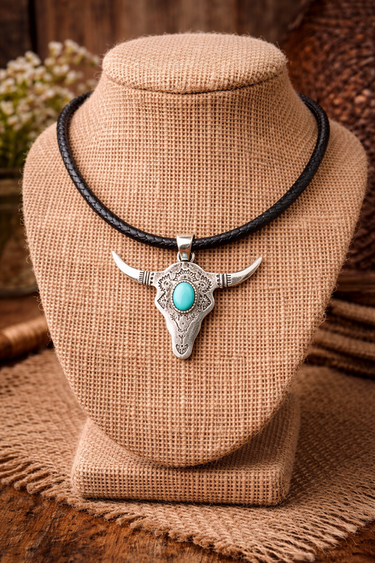 Turquoise Longhorn Statement Necklace